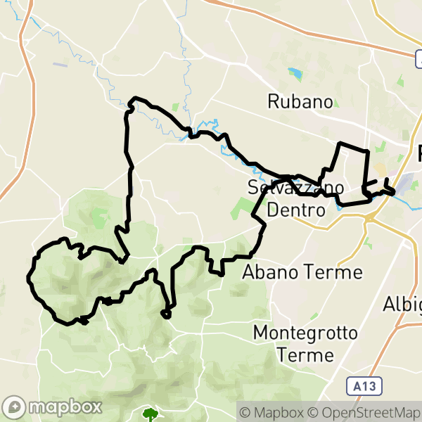 Padova - colli Euganei (anello) - mappa percorso ciclabile - bici /  mountain bike