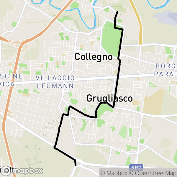 Torino: Grugliasco - Collegno - mappa percorso ciclabile - bici / mountain  bike